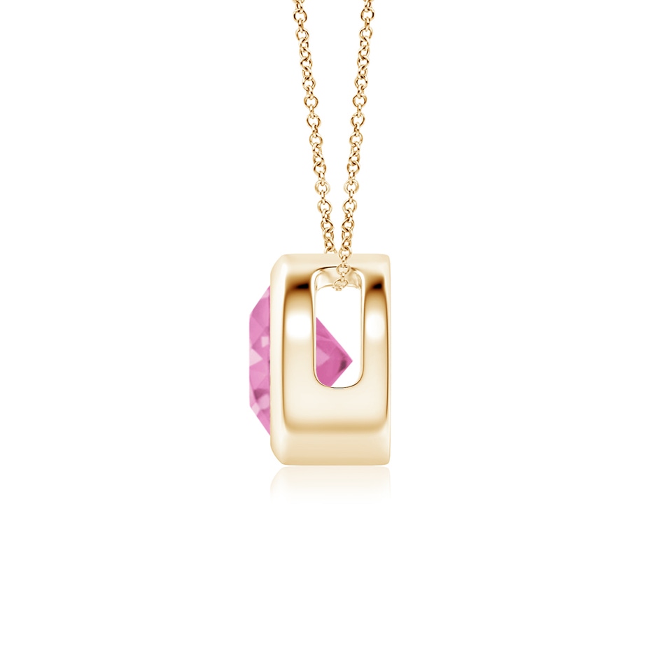 6mm AA Bezel-Set Round Pink Sapphire Solitaire Pendant in Yellow Gold side 199