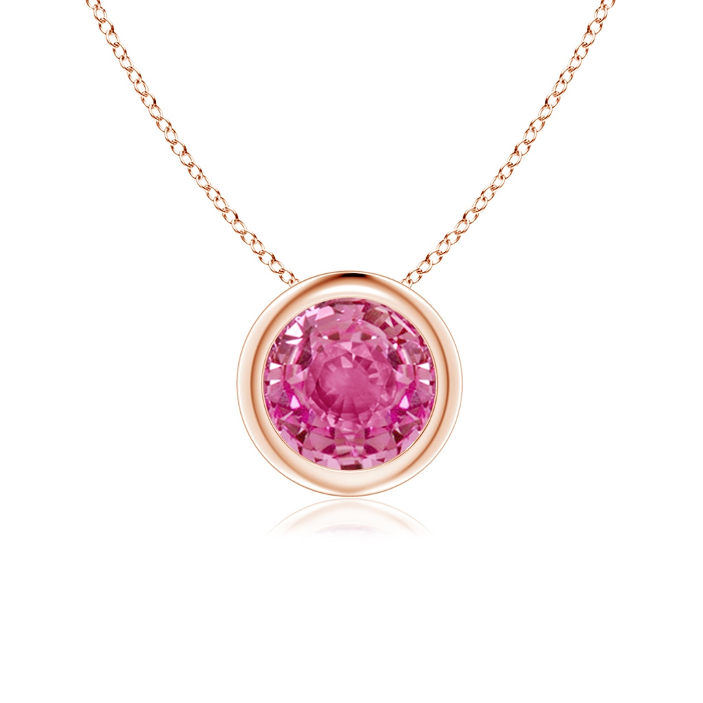 6mm AAA Bezel-Set Round Pink Sapphire Solitaire Pendant in Rose Gold