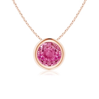 6mm AAA Bezel-Set Round Pink Sapphire Solitaire Pendant in Rose Gold