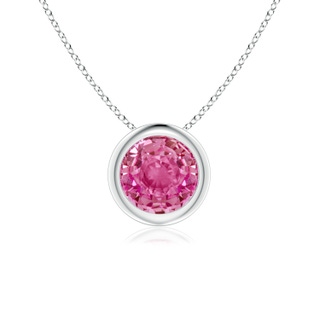 6mm AAA Bezel-Set Round Pink Sapphire Solitaire Pendant in White Gold