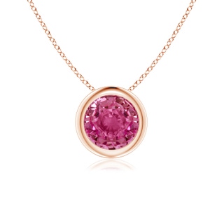 6mm AAAA Bezel-Set Round Pink Sapphire Solitaire Pendant in 18K Rose Gold