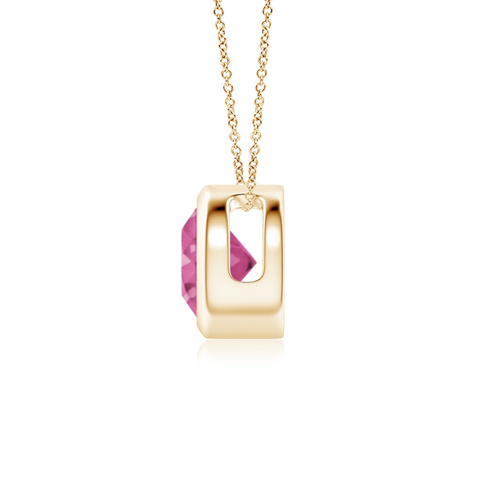 6mm AAAA Bezel-Set Round Pink Sapphire Solitaire Pendant in 18K Yellow Gold side 199