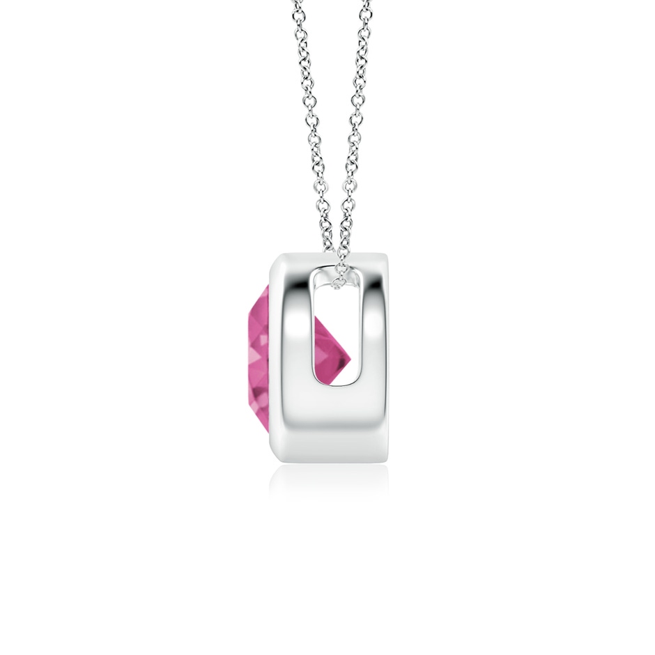 6mm AAAA Bezel-Set Round Pink Sapphire Solitaire Pendant in P950 Platinum side 199