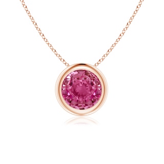 6mm AAAA Bezel-Set Round Pink Sapphire Solitaire Pendant in Rose Gold