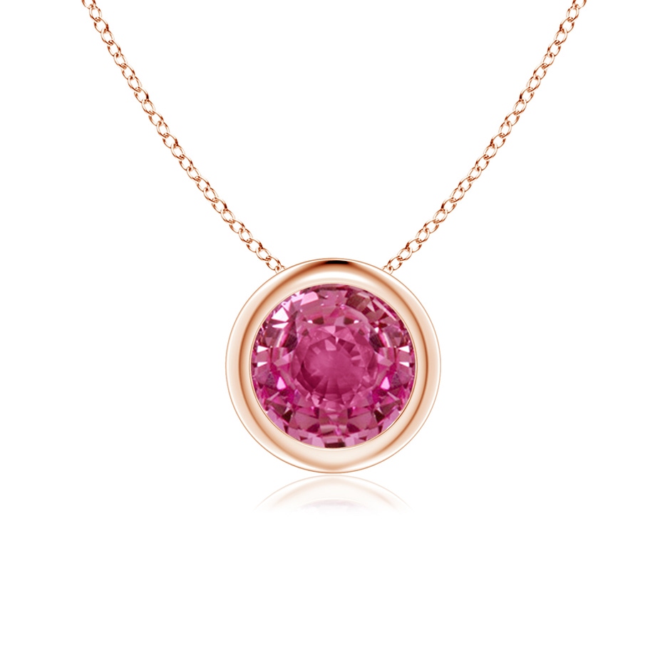 6mm AAAA Bezel-Set Round Pink Sapphire Solitaire Pendant in Rose Gold 