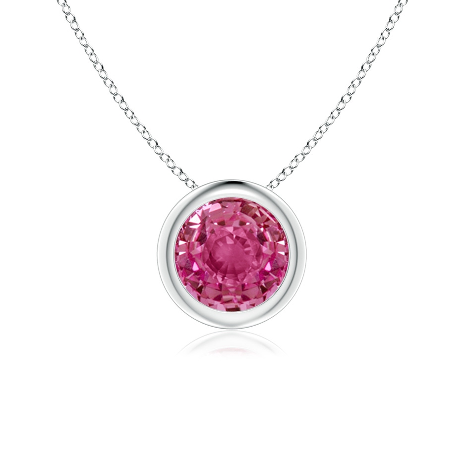6mm AAAA Bezel-Set Round Pink Sapphire Solitaire Pendant in White Gold 