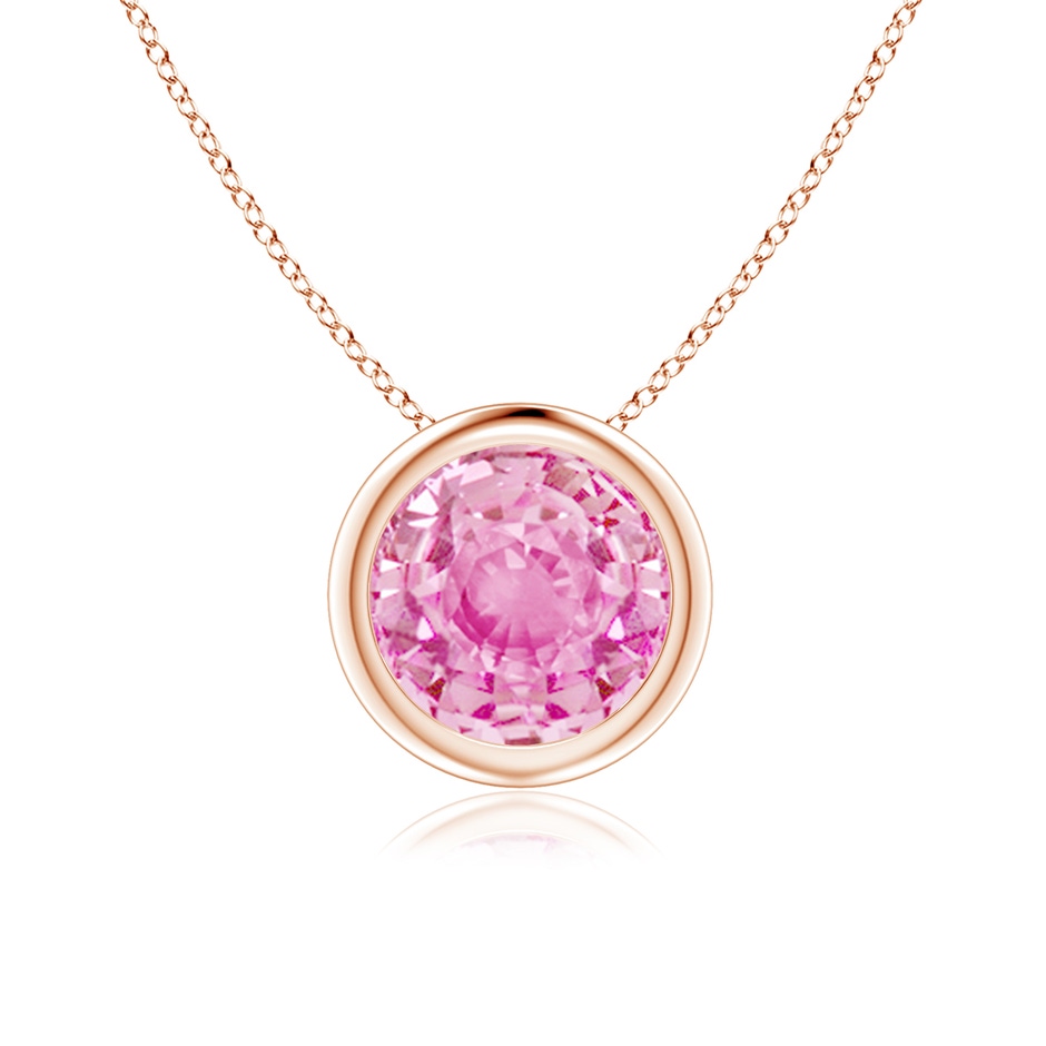 7mm A Bezel-Set Round Pink Sapphire Solitaire Pendant in Rose Gold 