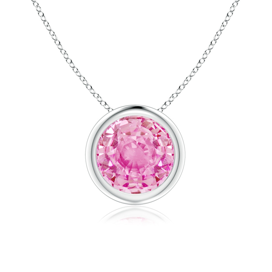 7mm A Bezel-Set Round Pink Sapphire Solitaire Pendant in White Gold 