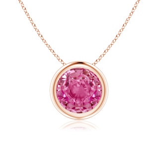 7mm AAA Bezel-Set Round Pink Sapphire Solitaire Pendant in Rose Gold