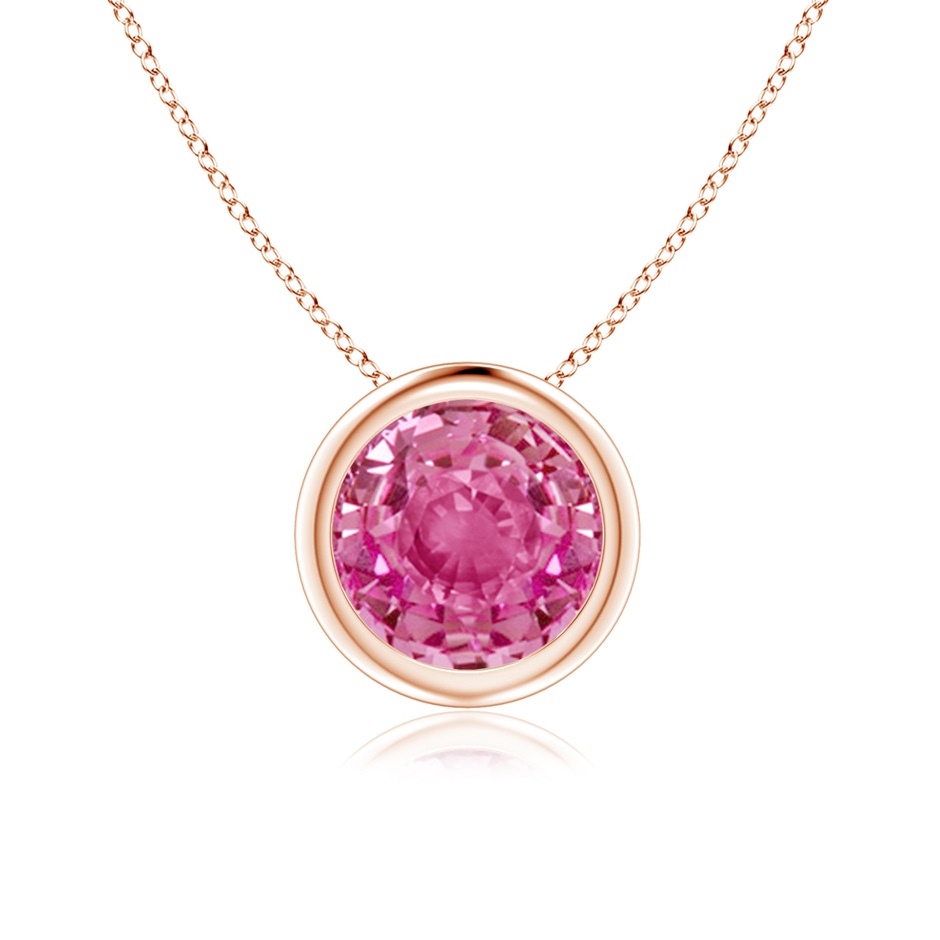 7mm AAA Bezel-Set Round Pink Sapphire Solitaire Pendant in Rose Gold 
