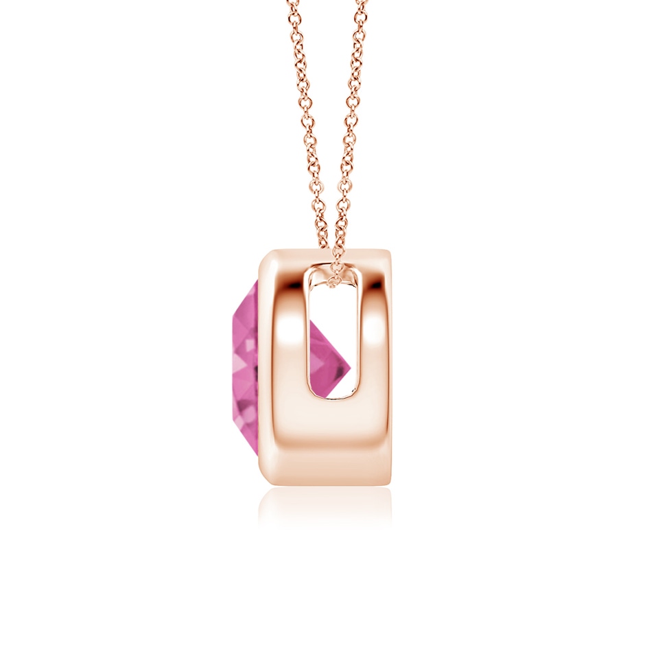 7mm AAA Bezel-Set Round Pink Sapphire Solitaire Pendant in Rose Gold side 199