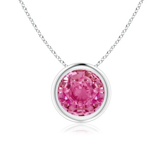 7mm AAA Bezel-Set Round Pink Sapphire Solitaire Pendant in White Gold