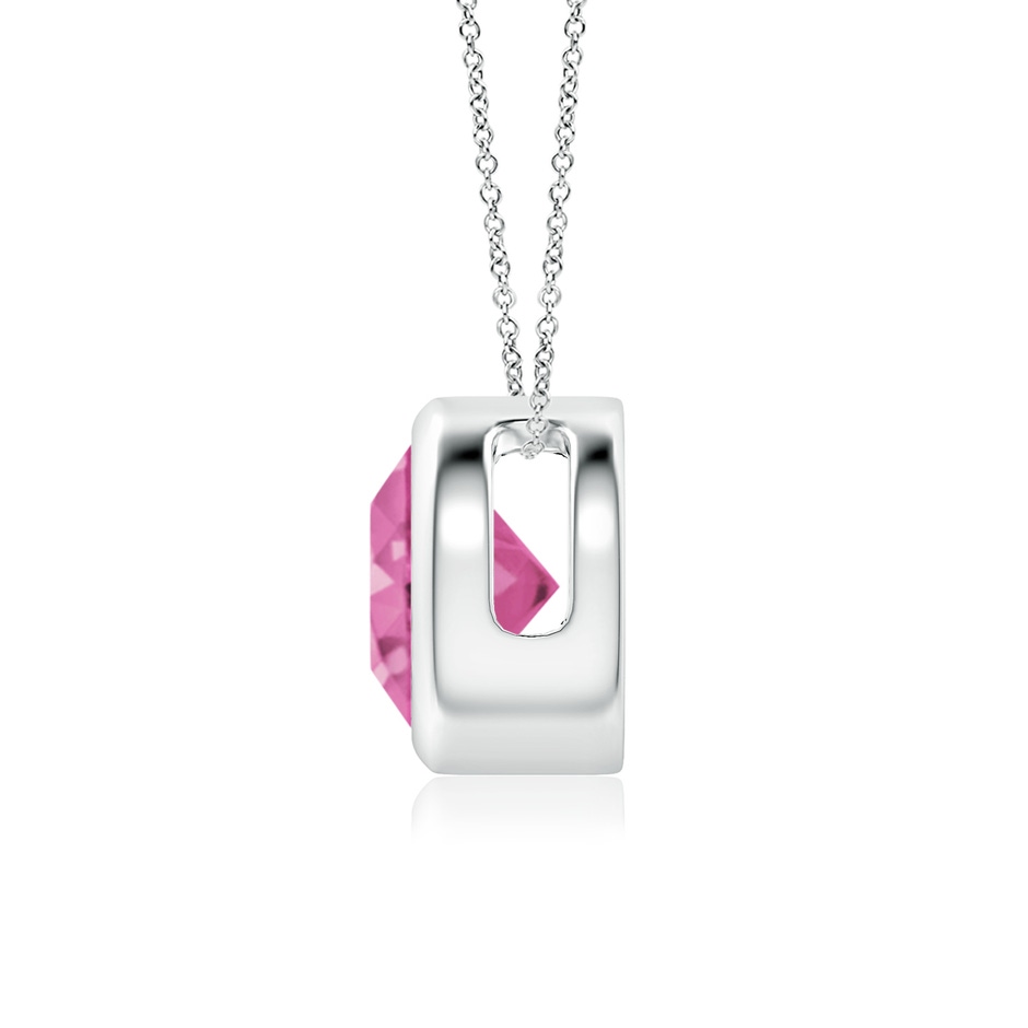 7mm AAA Bezel-Set Round Pink Sapphire Solitaire Pendant in White Gold side 199