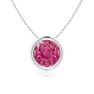 7mm AAAA Bezel-Set Round Pink Sapphire Solitaire Pendant in P950 Platinum