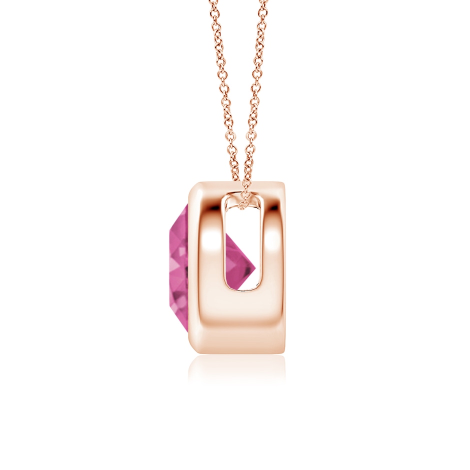 7mm AAAA Bezel-Set Round Pink Sapphire Solitaire Pendant in Rose Gold side 199