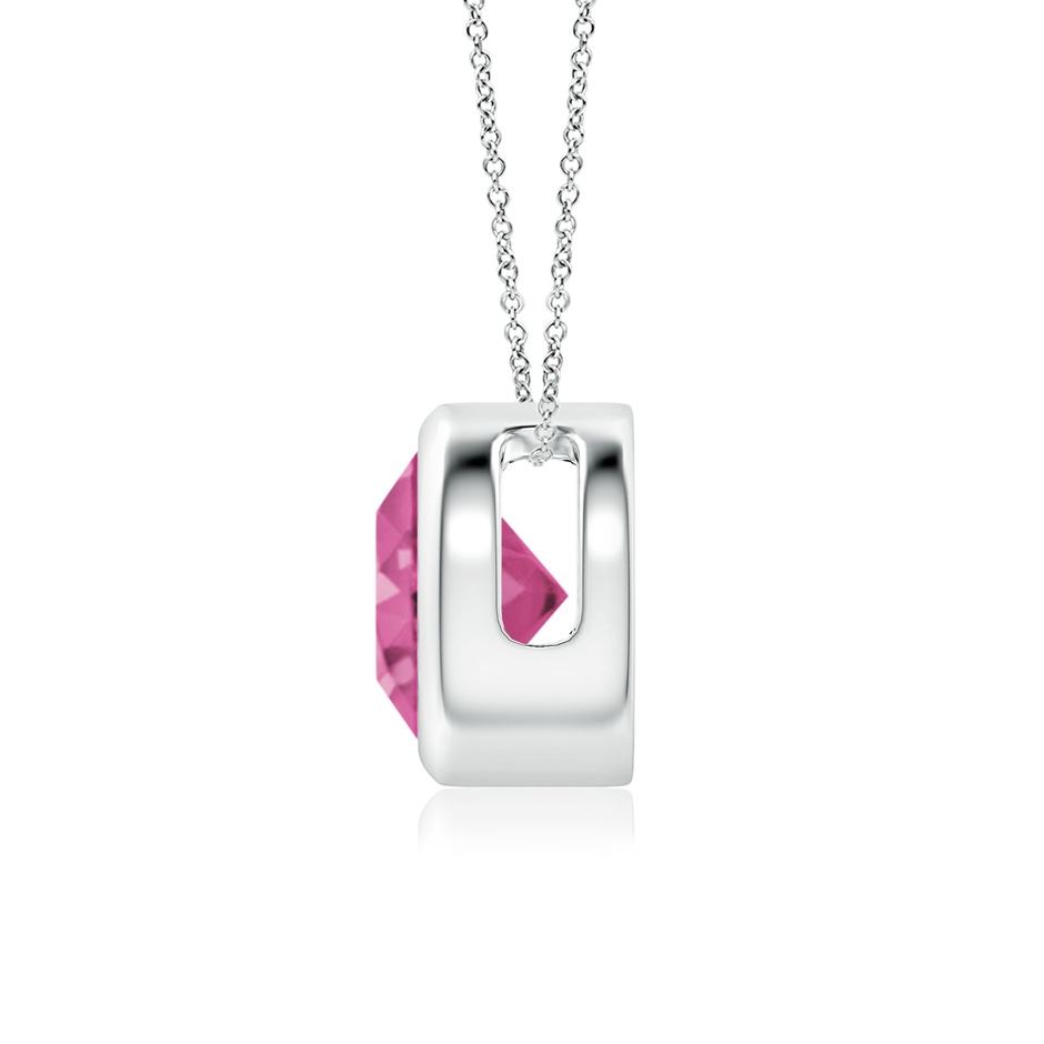 7mm AAAA Bezel-Set Round Pink Sapphire Solitaire Pendant in White Gold side 199