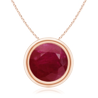 10mm A Bezel-Set Round Ruby Solitaire Pendant in 10K Rose Gold