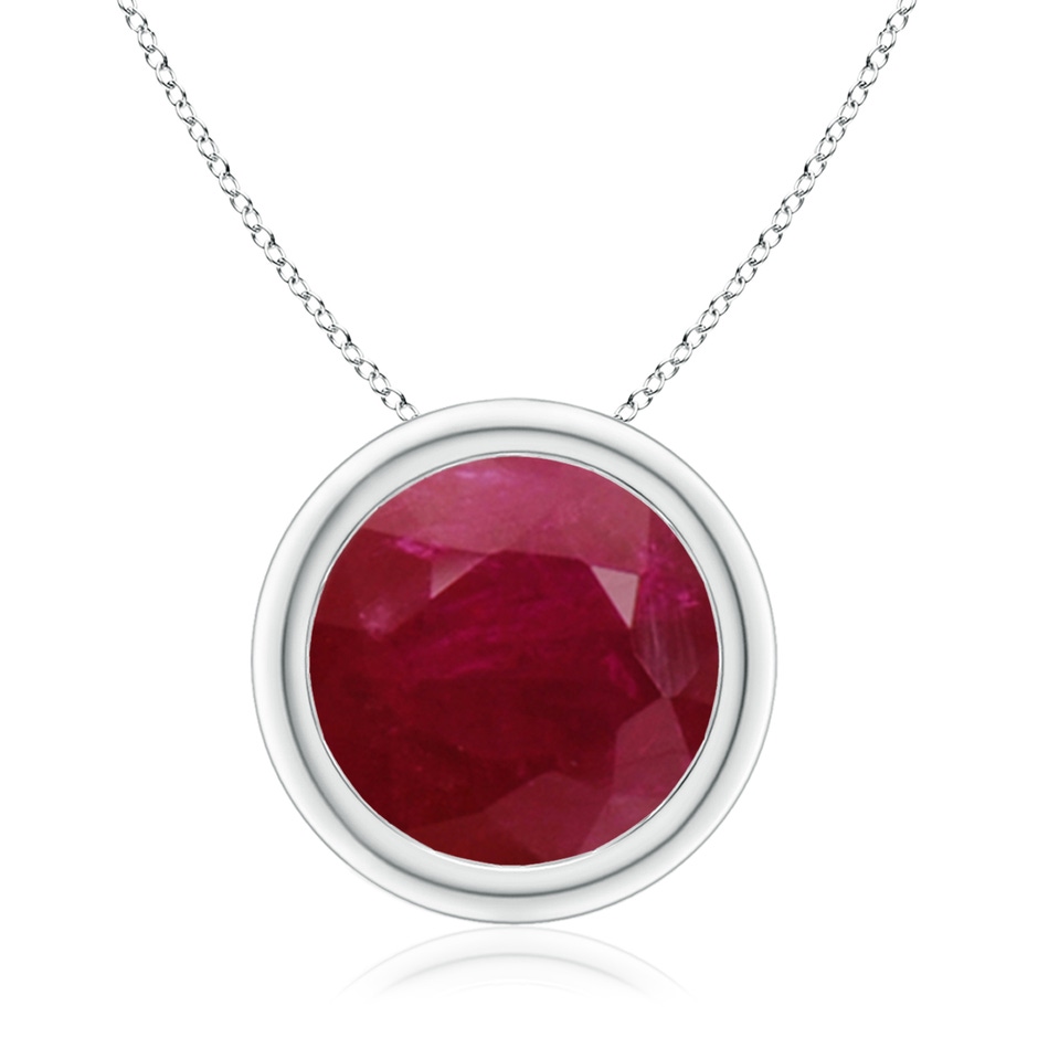 10mm A Bezel-Set Round Ruby Solitaire Pendant in P950 Platinum 