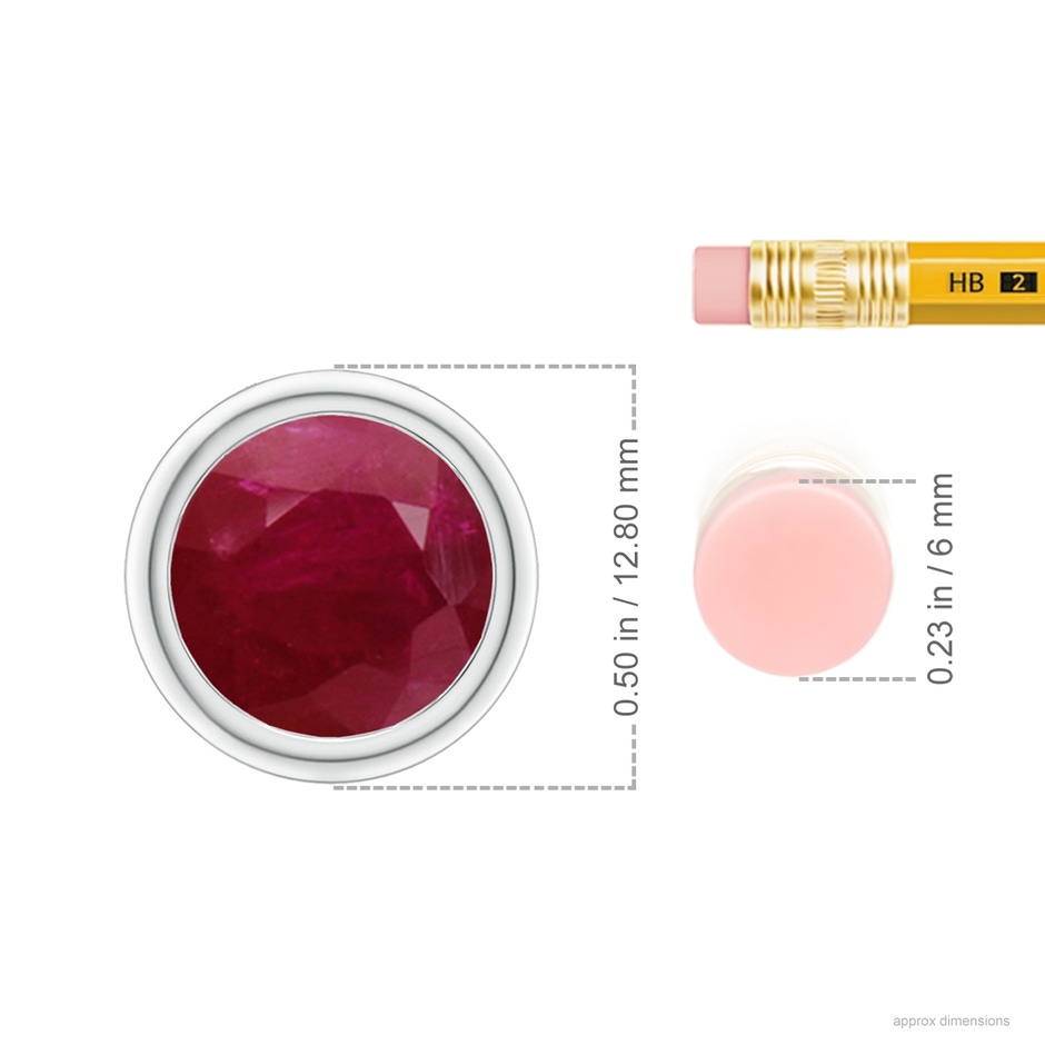 10mm A Bezel-Set Round Ruby Solitaire Pendant in P950 Platinum ruler