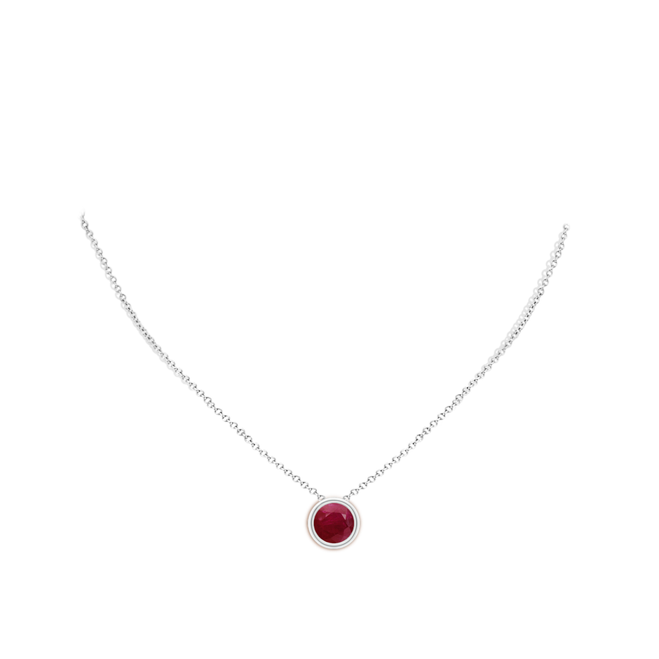 10mm A Bezel-Set Round Ruby Solitaire Pendant in P950 Platinum pen