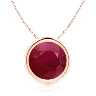 10mm A Bezel-Set Round Ruby Solitaire Pendant in Rose Gold