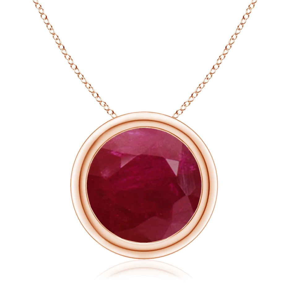 10mm A Bezel-Set Round Ruby Solitaire Pendant in Rose Gold 