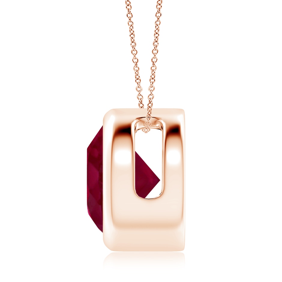 10mm A Bezel-Set Round Ruby Solitaire Pendant in Rose Gold side 199