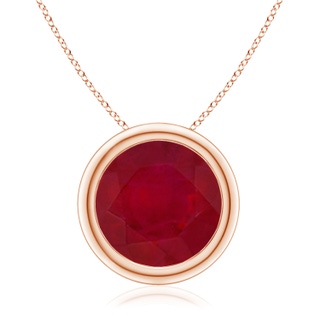 10mm AA Bezel-Set Round Ruby Solitaire Pendant in Rose Gold