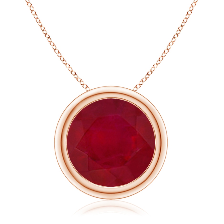 10mm AA Bezel-Set Round Ruby Solitaire Pendant in Rose Gold 