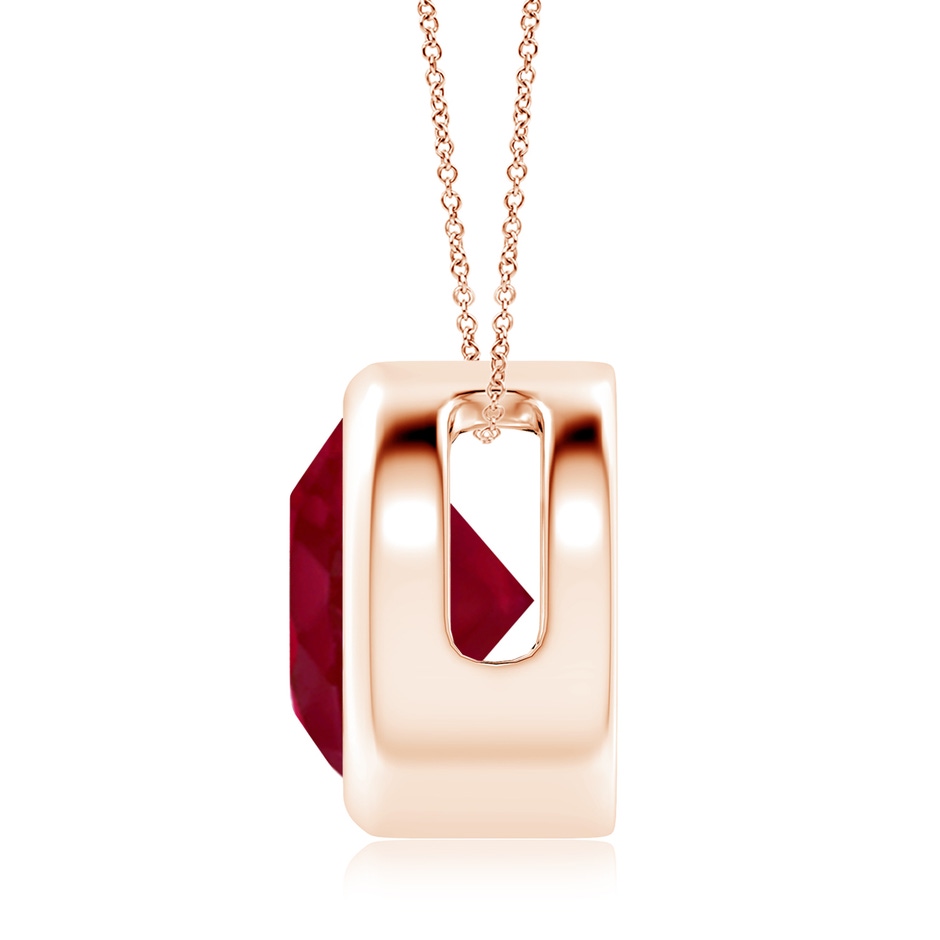 10mm AA Bezel-Set Round Ruby Solitaire Pendant in Rose Gold side 199