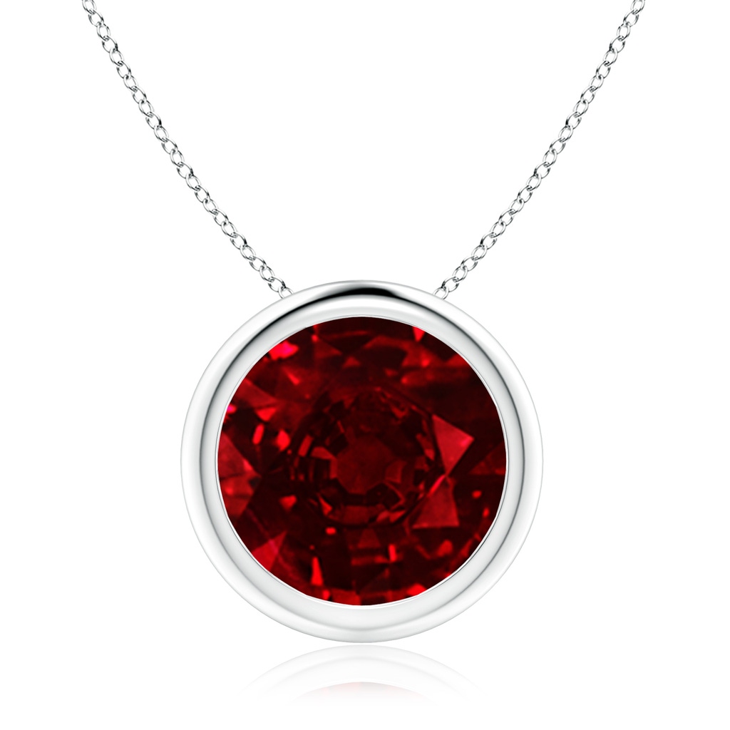 10mm AAAA Bezel-Set Round Ruby Solitaire Pendant in P950 Platinum