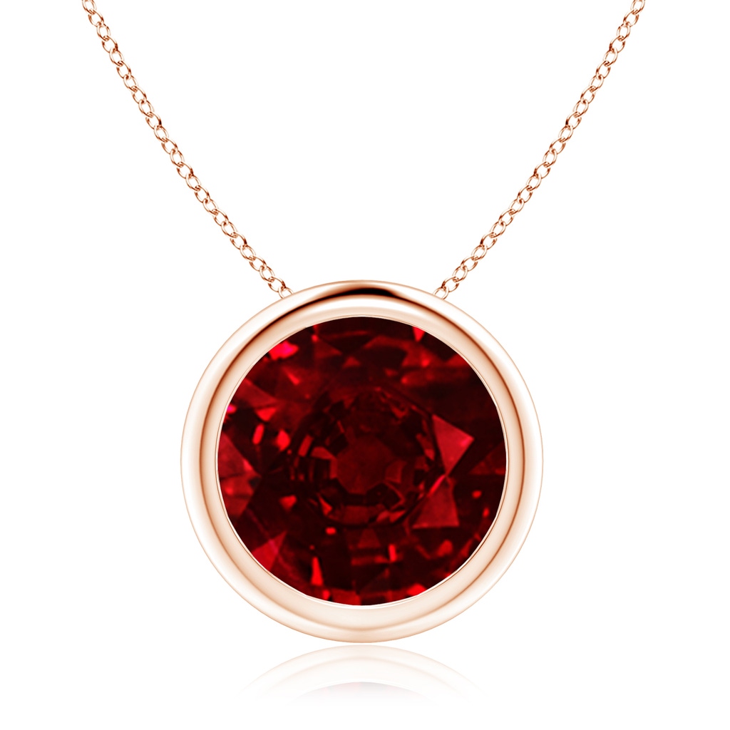 10mm AAAA Bezel-Set Round Ruby Solitaire Pendant in Rose Gold