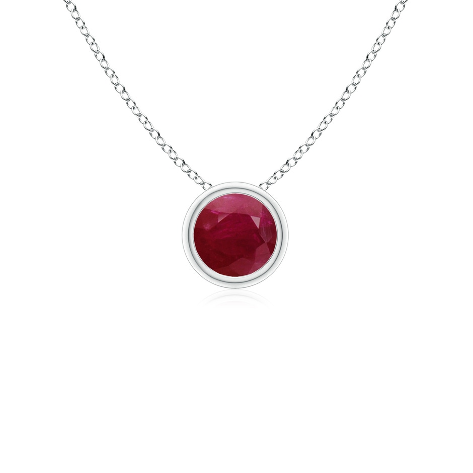 4mm A Bezel-Set Round Ruby Solitaire Pendant in P950 Platinum 