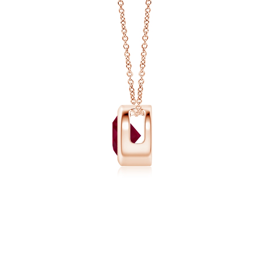 4mm A Bezel-Set Round Ruby Solitaire Pendant in Rose Gold side 199