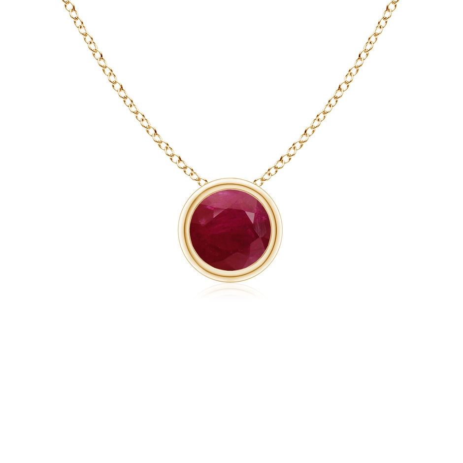 4mm A Bezel-Set Round Ruby Solitaire Pendant in Yellow Gold 
