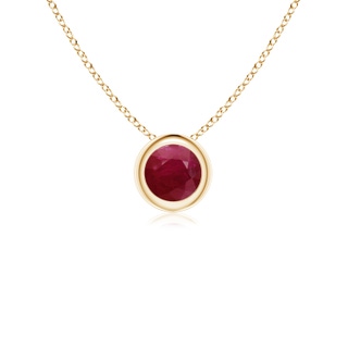 4mm A Bezel-Set Round Ruby Solitaire Pendant in Yellow Gold