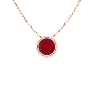 4mm AA Bezel-Set Round Ruby Solitaire Pendant in 10K Rose Gold