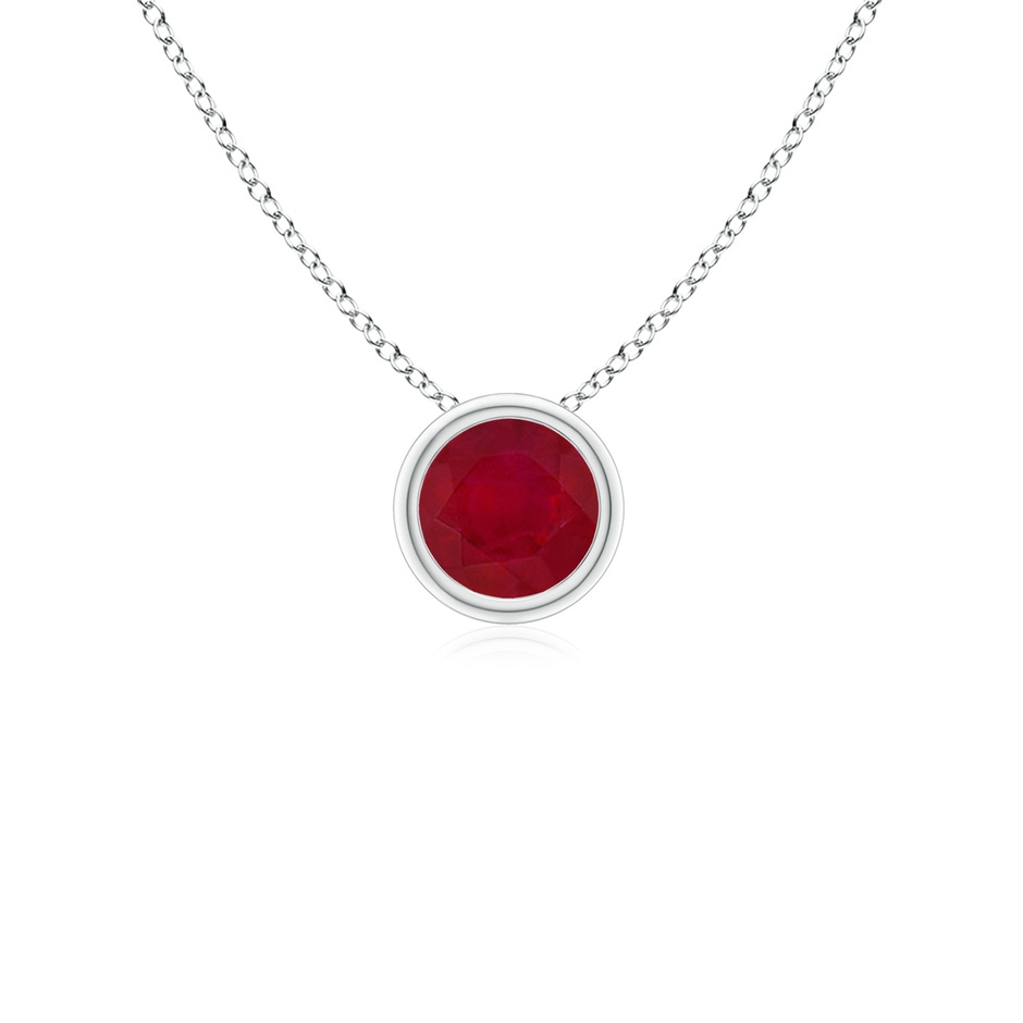 4mm AA Bezel-Set Round Ruby Solitaire Pendant in P950 Platinum 