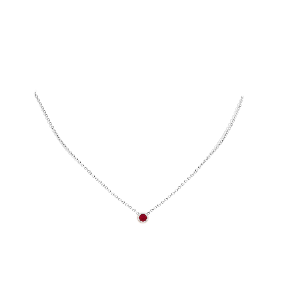 4mm AA Bezel-Set Round Ruby Solitaire Pendant in P950 Platinum pen