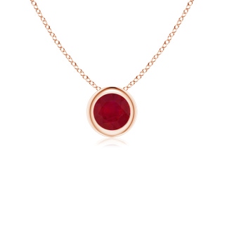 4mm AA Bezel-Set Round Ruby Solitaire Pendant in Rose Gold