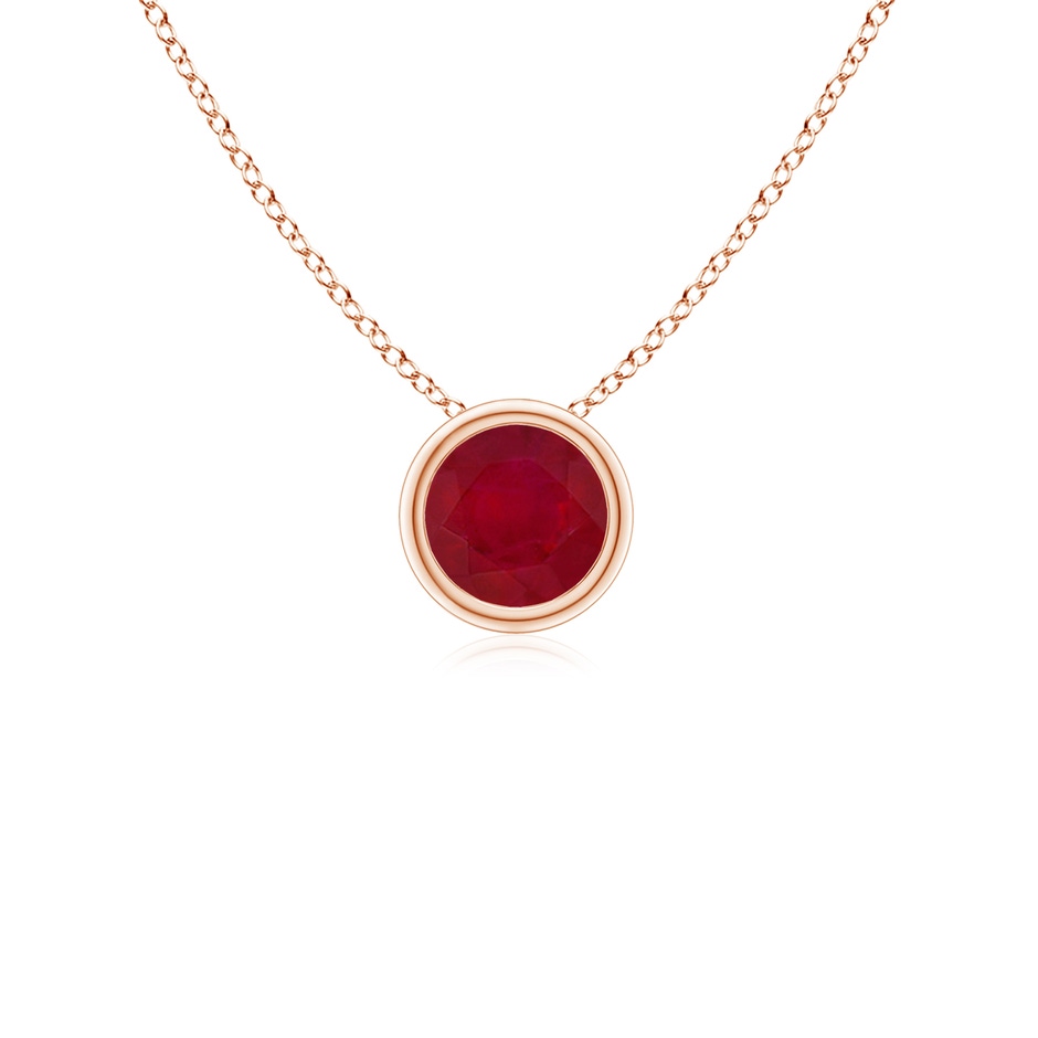 4mm AA Bezel-Set Round Ruby Solitaire Pendant in Rose Gold 