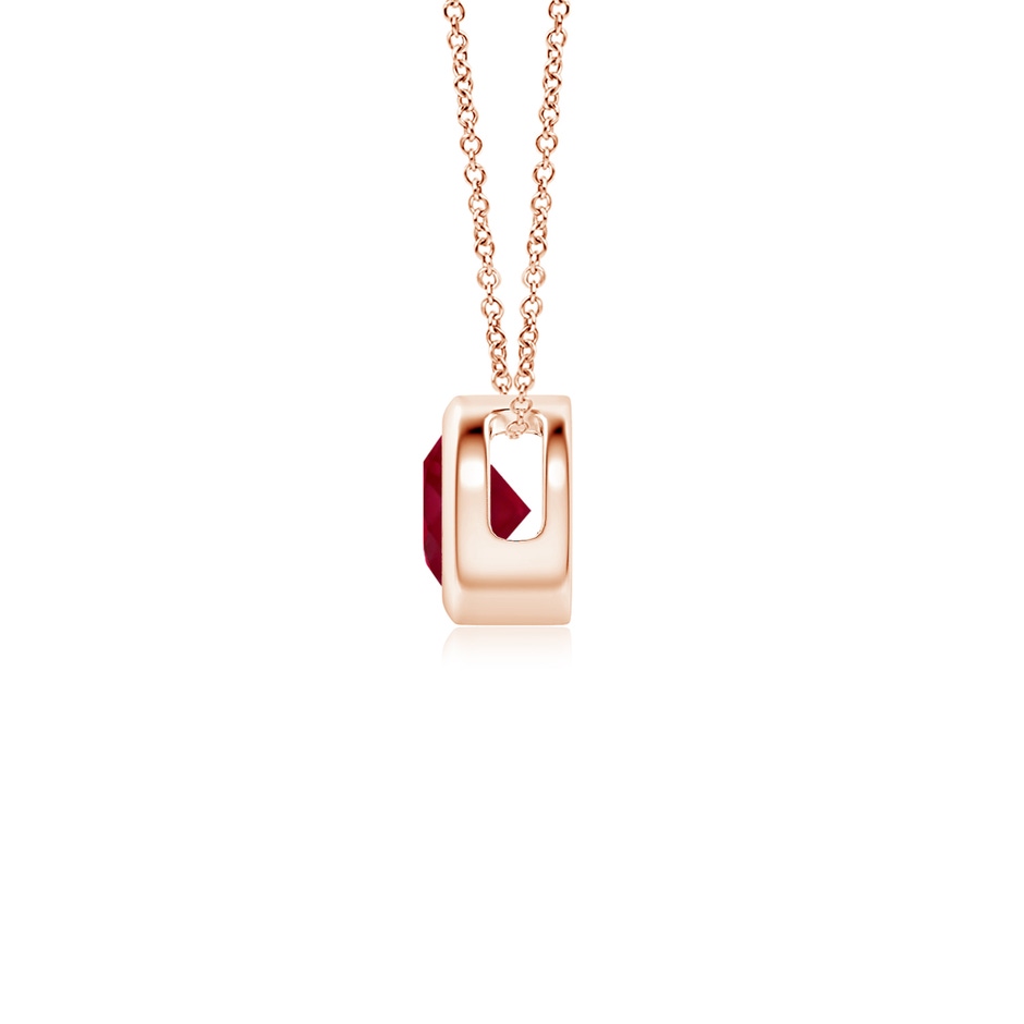 4mm AA Bezel-Set Round Ruby Solitaire Pendant in Rose Gold side 199