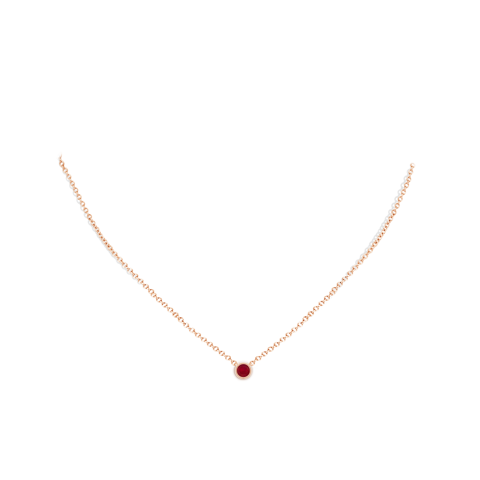 4mm AA Bezel-Set Round Ruby Solitaire Pendant in Rose Gold pen