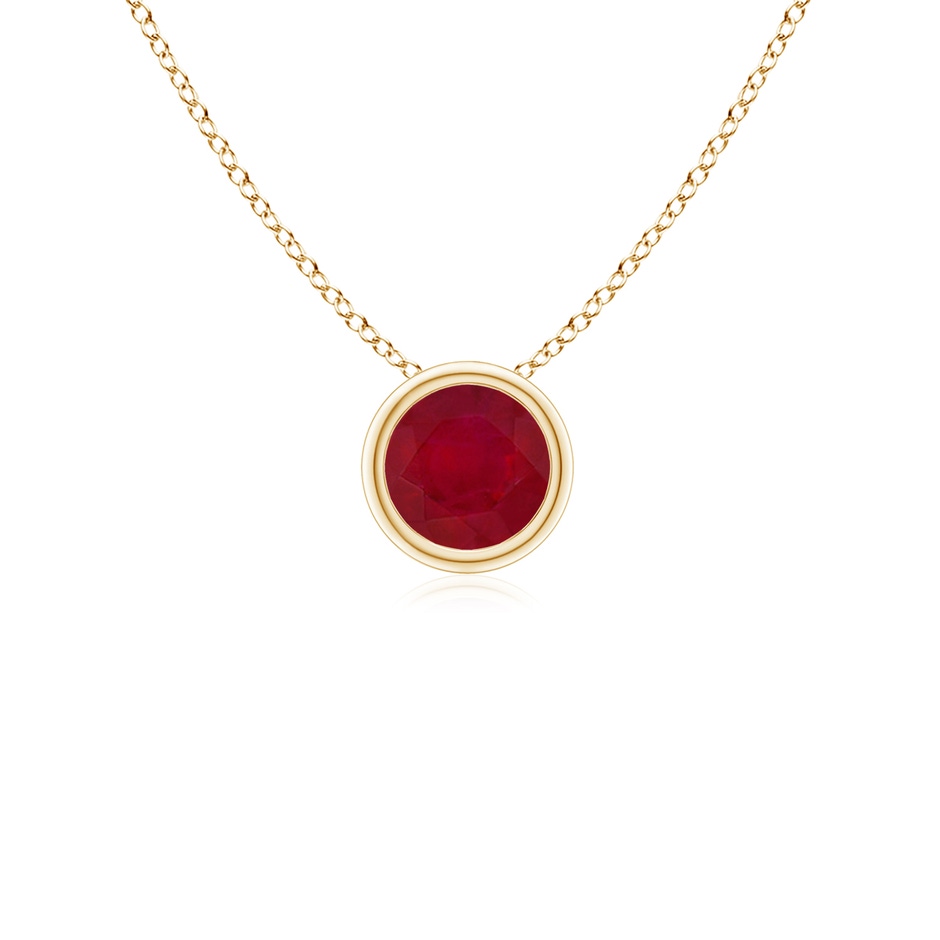 4mm AA Bezel-Set Round Ruby Solitaire Pendant in Yellow Gold 