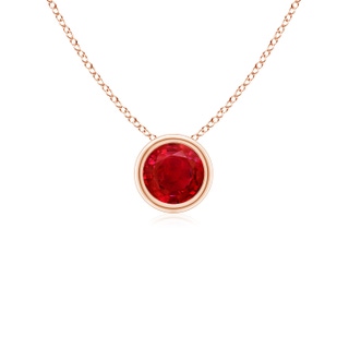 4mm AAA Bezel-Set Round Ruby Solitaire Pendant in Rose Gold