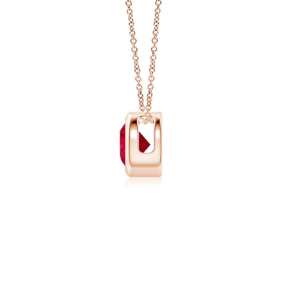 4mm AAA Bezel-Set Round Ruby Solitaire Pendant in Rose Gold side 199
