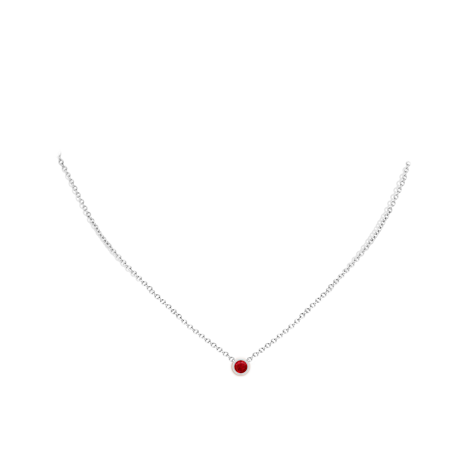 4mm AAA Bezel-Set Round Ruby Solitaire Pendant in White Gold pen