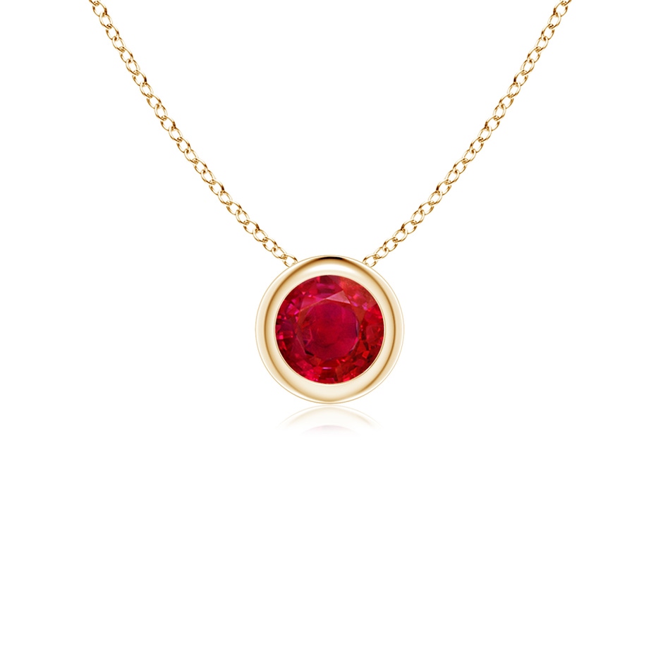 4mm AAA Bezel-Set Round Ruby Solitaire Pendant in Yellow Gold 