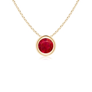 4mm AAA Bezel-Set Round Ruby Solitaire Pendant in Yellow Gold