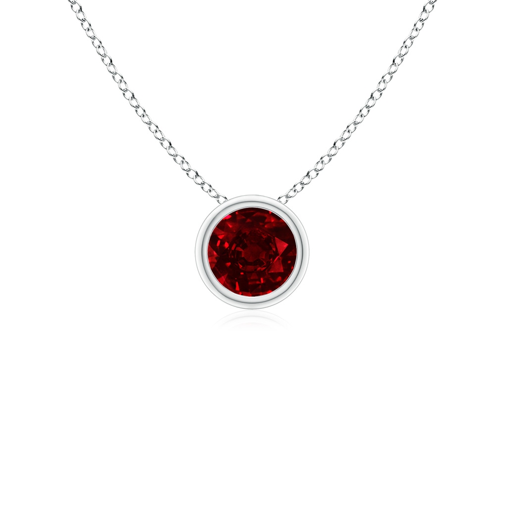 4mm AAAA Bezel-Set Round Ruby Solitaire Pendant in P950 Platinum